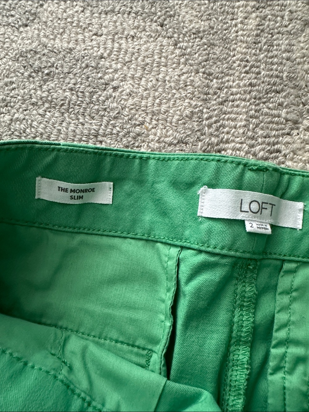 Loft Monroe Slim Green Straight-Leg Pants | 2 - Picture 2 of 3